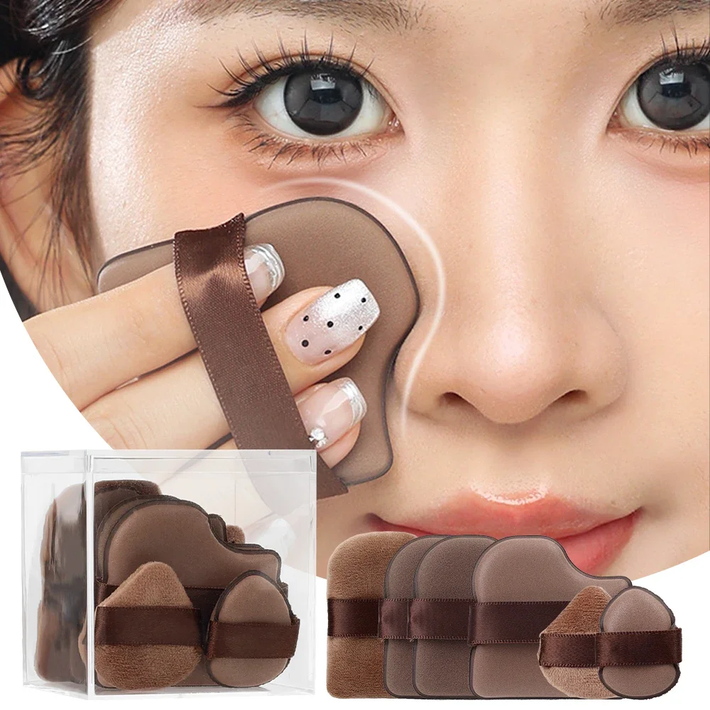 Chocolate Biscuit Makeup Puff Set Soft Dual-Use Wet Dry Foundation Fingertip Cosmetic Puffs Mini Full Face Powder Puffs Set Tool