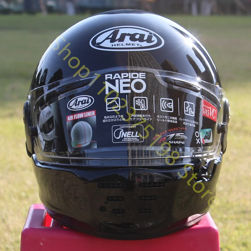 RAPIDE NEO Japanese Mode Full Face Helmet,For Harley Motorcycle And Cruise Motorcycle Protective Helmet,Bright Black,Capacete