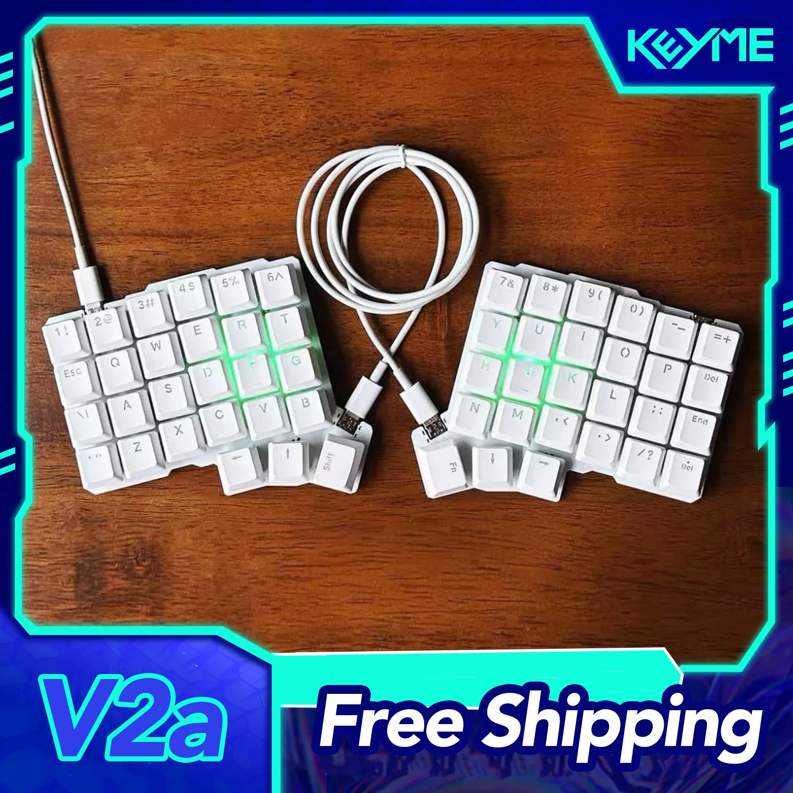 V2a Split Mechanical Keyboard Wired Split Keyboards Kit STM32F072 QMK/VIAL Silakka54 Layout Type-C Cable PC Gamer Accessories