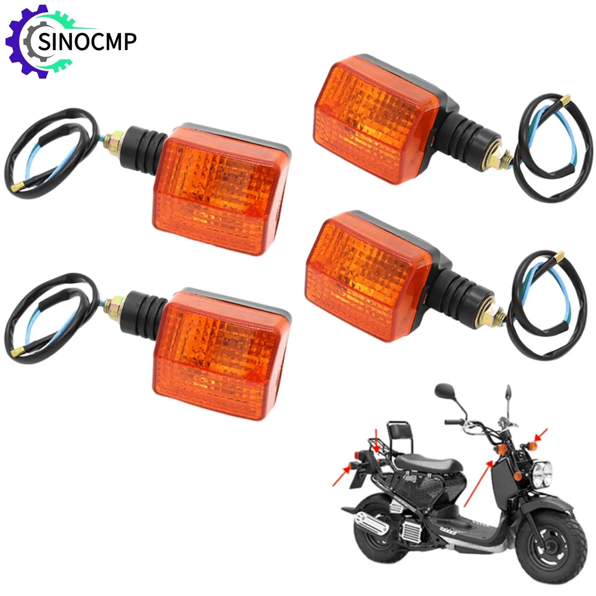4pc Rear Turn Signal Light Indicator Scooter Blinkers 33650-GEZ-305 33600-GEZ-305 33650-GEZ-671 For Honda Zoomer NPS50 Ruckus 50