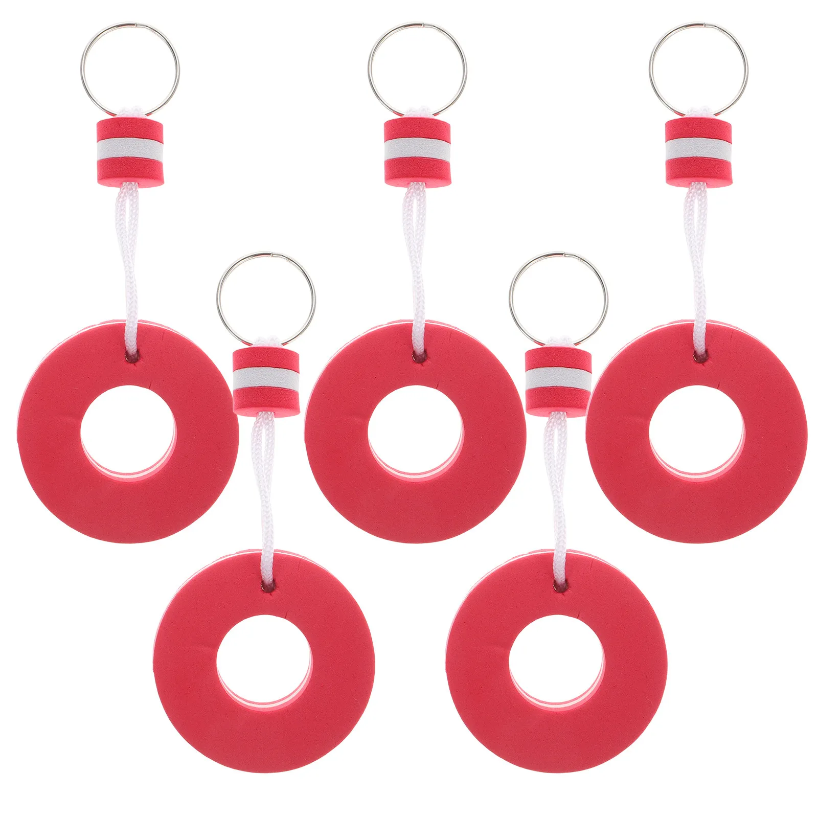 

5Pcs Colorful Eva Floating Keychain Set Swimming Ring Shape Buoyant Key Rings for Boating Fishing Sailing Surfing Pool Beach