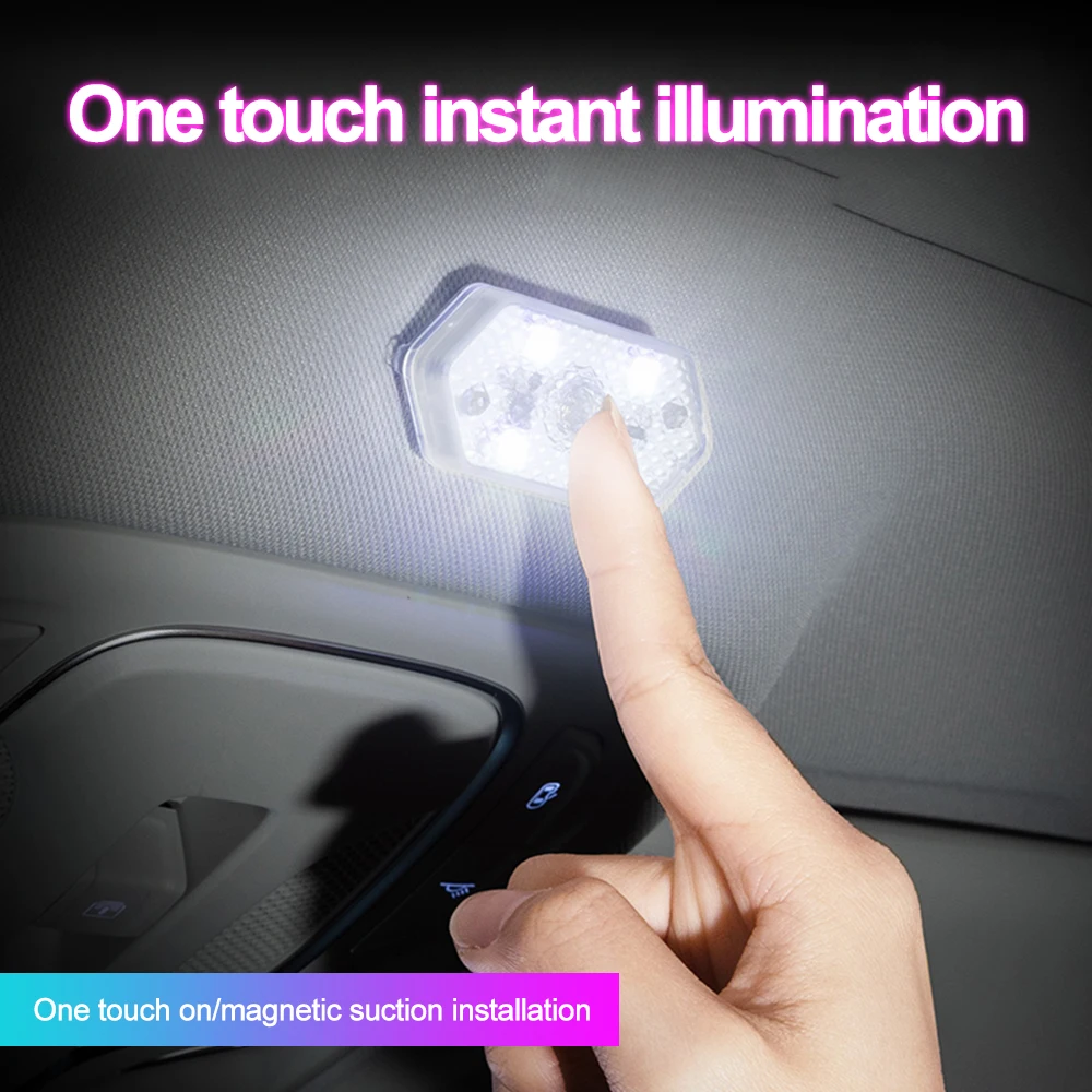 1pcs Car LED Touch Lights Wireless Interior Light Magnetic Auto Door Light Roof Ceiling Lamp Reading Lamp USB Rechargeable 5V