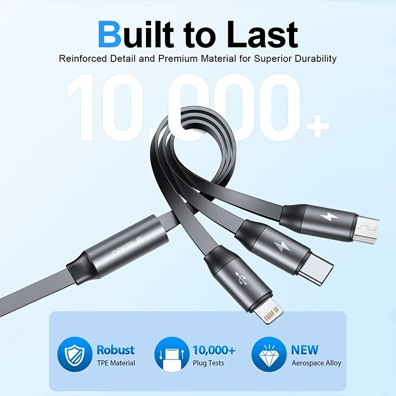 CAFELE intrekbare usb c-kabel voor iphone 13 14 12 11  5a 27w 3 in 1 type c micro-snellaadsnoer voor xiaomi