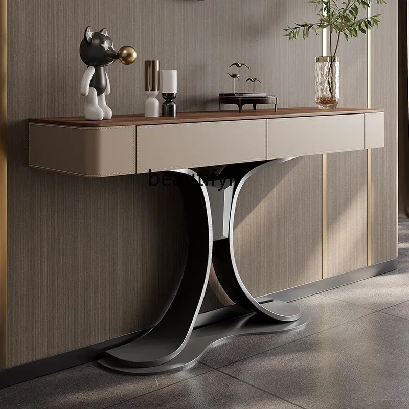 

ls 42High-end entrance cabinet partition rack foyer cabinet light luxury stainless steel entrance end view table