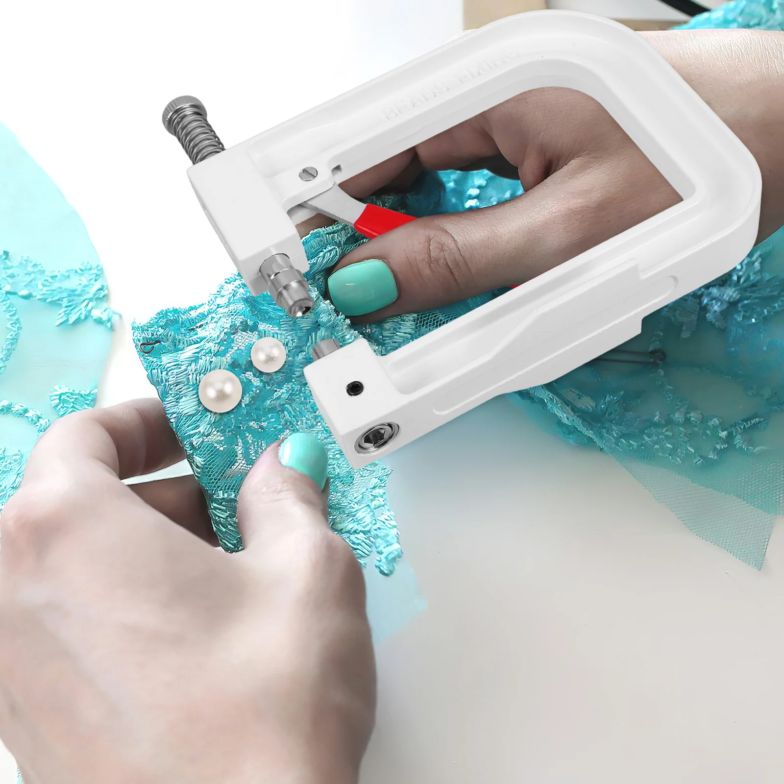 1Set Manual Bead Setting Machine Hand Press Pearl Setting Tool for Jewelry Making Portable Durable Rivet Press Kit