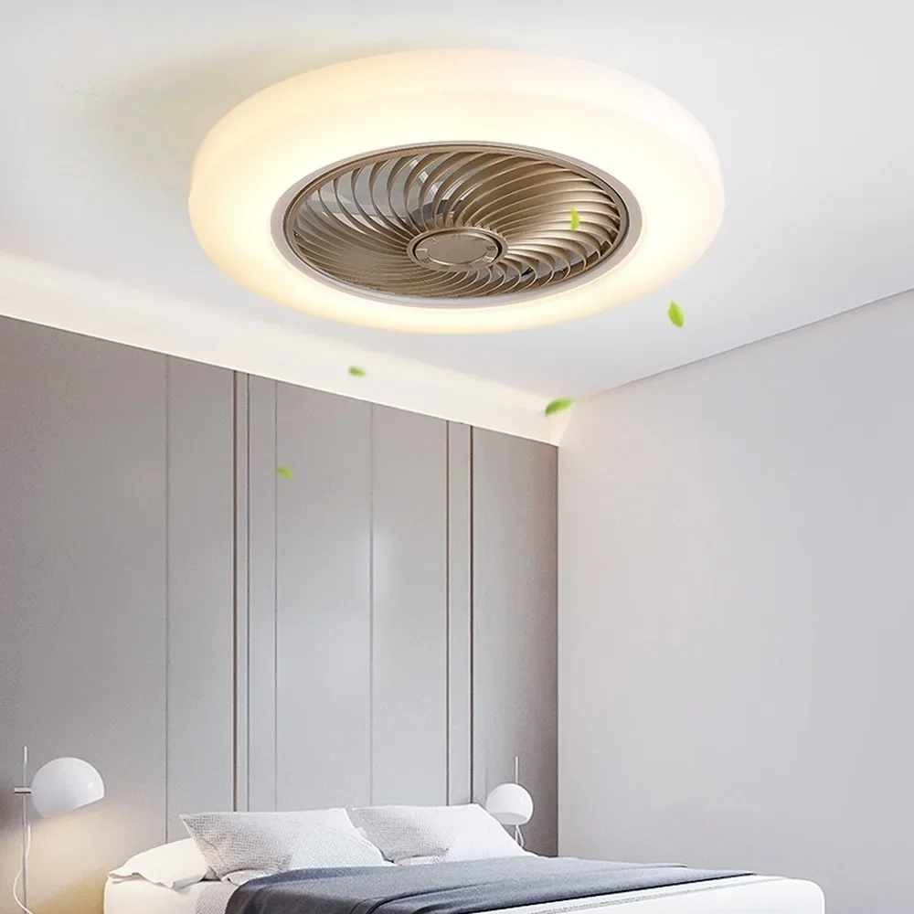 Lámpara de ventilador de techo minimalista moderna para dormitorio, iluminación Invisible ultrafina integrada para restaurante, sala de estar y hogar