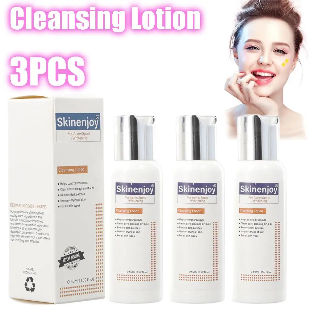 3Pcs Cleansing Lotion for Acne Spots Acanthosis Nigricans Fivfivgo Facial Cleanser Deep Cleaning Reducing Pores Whiten Skin