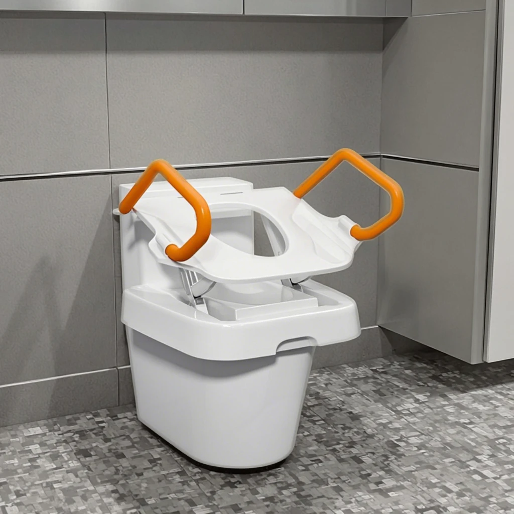 Electric Toilet Support Chair, Raised Seat, Padded Armrest, Adjustable Commode Frame for Disabled Senior Bathroom Aid