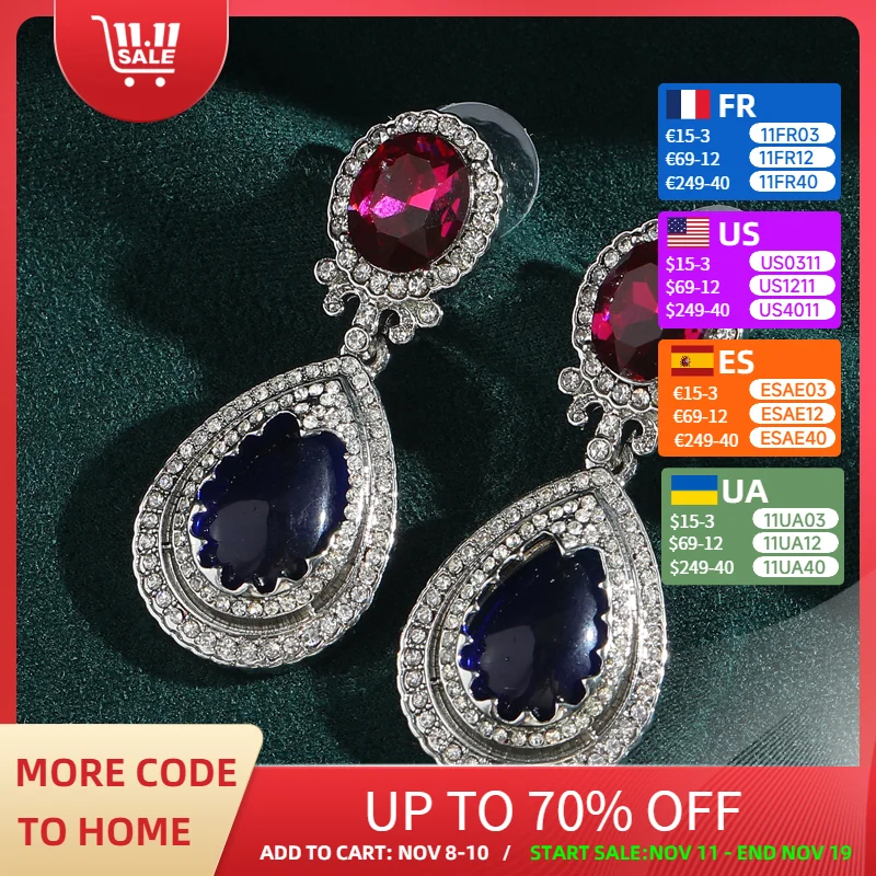 

Vintage Natural Blue Earrings Luxury Glazed Rose Pink Crystal Water Droplet Designer Jewelry For Woman Party Wedding 2025 Trends