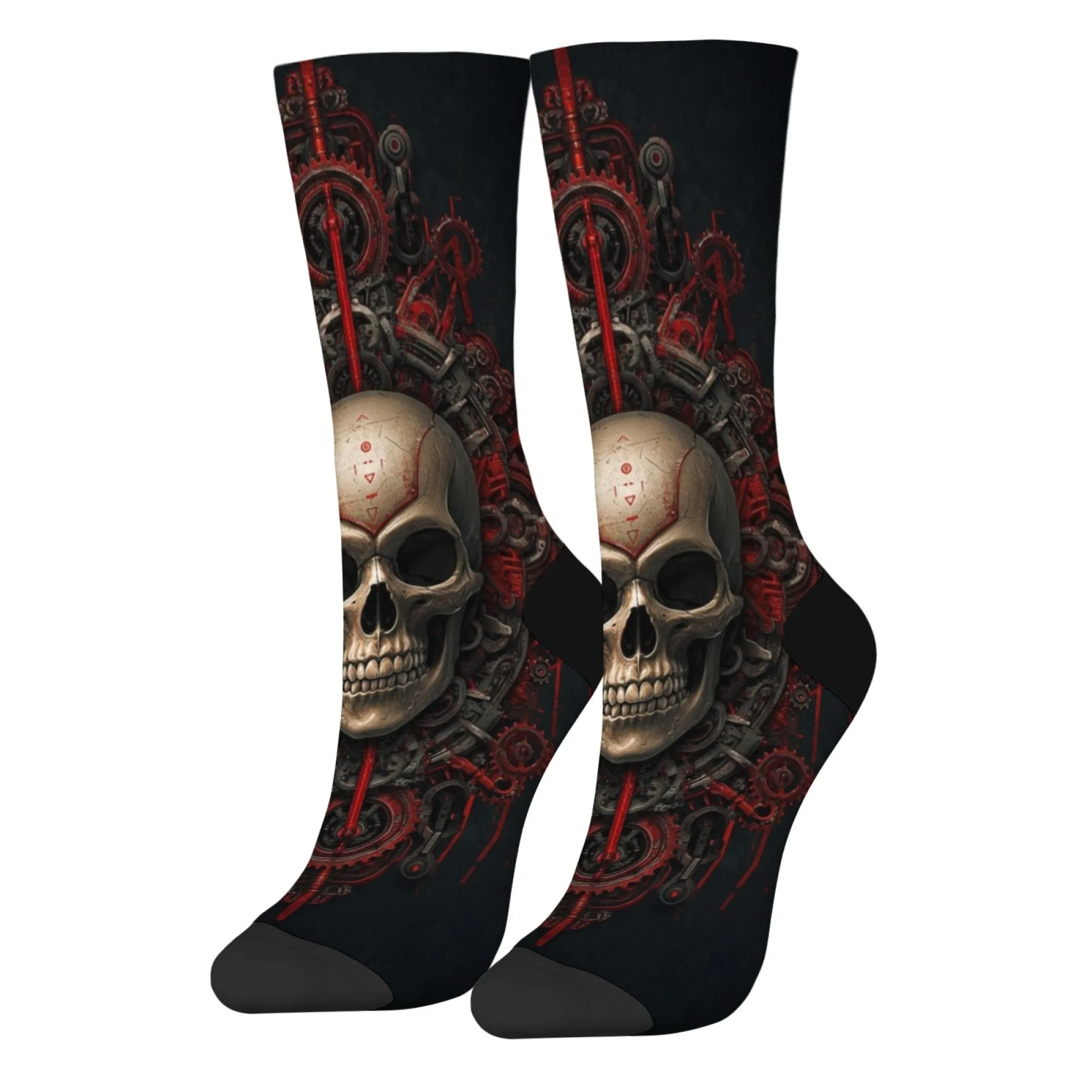 Mechanical gear skull socks heavy metal style retro trend casual socks novelty funny compression socks crazy party holiday gift