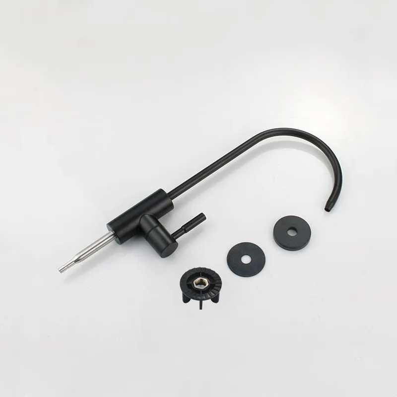 KKTNSG Matt Black SUS304 Direct Drinking Tap Anti-Osmosis Kitchen Sink Faucet with Built-in Water Purifier Filter 1/4 Inch