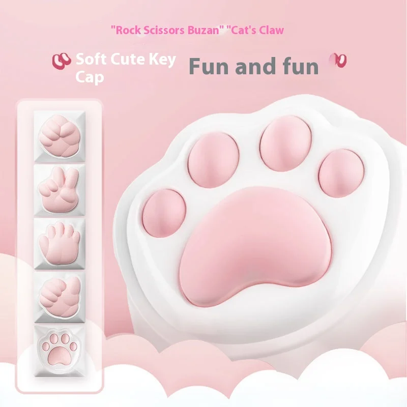 3D Cute Soft Cartoon Keycaps For Mechanical Keyboard Cherry Mx Switch Diy Custom Key Cap Soft Silicone Keycup Artisan Pink Color