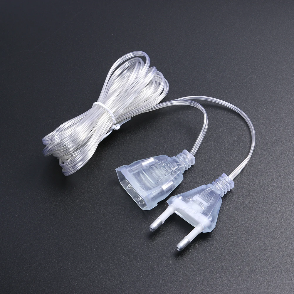 3M Power Extension Cable Portable Transparent Extension Cord Standard Switch Cable for LED String Light Christmas Lights