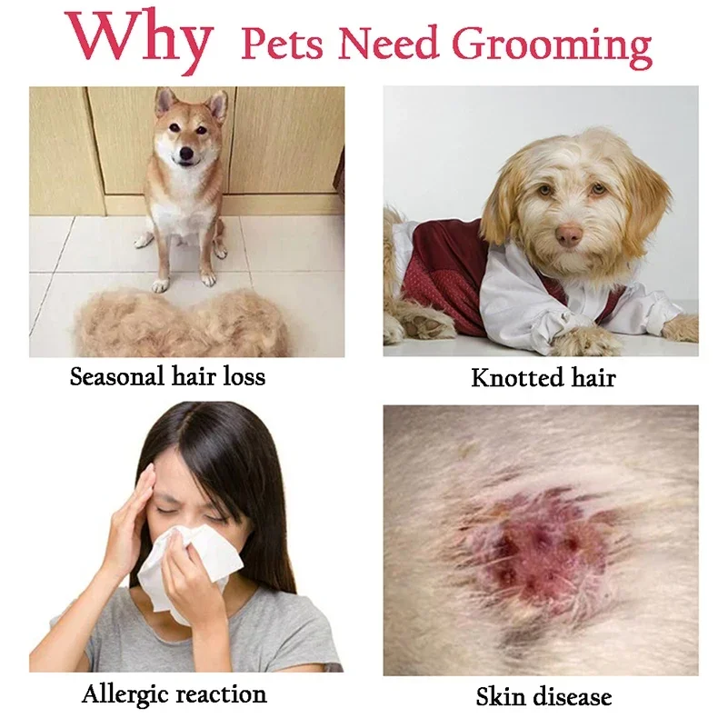 Profissional Pet Deshedding escova, removedor de cabelo do cão, pele nó cortador, cachorro gato pente escovas, cães grooming derramamento suprimentos