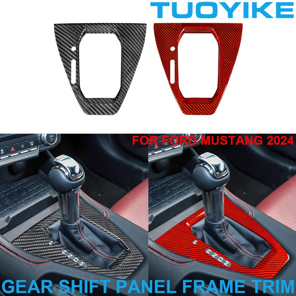 

Car Genuine Real Dry Carbon FiberInterior Central Console Gear Shift Panel Frame Cover Trim Deoration For Ford Mustang 2024