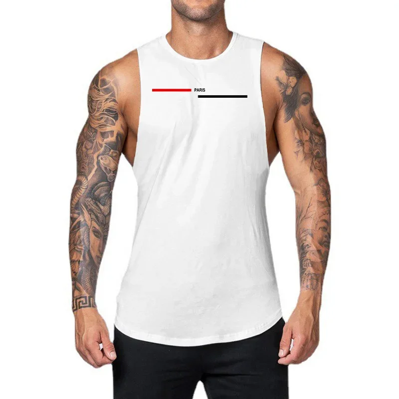 Mens Gym Fashion Sleeveless Korean Comfortable Singlets Workout Clothing Muscle Cool Tank Top Cotton Sporting Fitness Vest