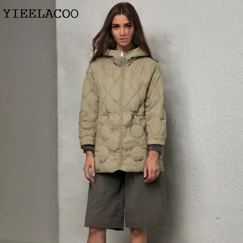 

Женская куртка с капюшоном на талии, стеганая цельная осенне-зимняя куртка, классическая повседневная, универсальная, простая хлопковая куртка