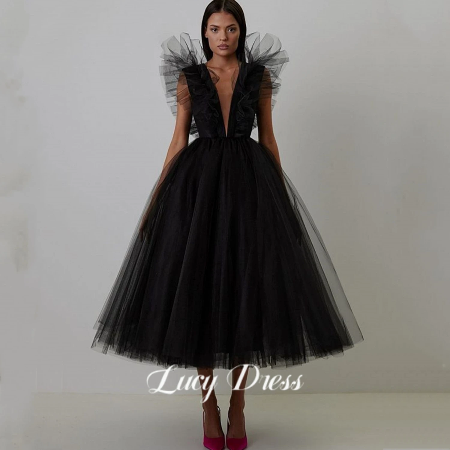 

Lucy Cocktail of Dresses for Prom Reunion Woman's Evening Dress Party Evening Elegant Luxury Celebrity Mesh Line A Ball Gown