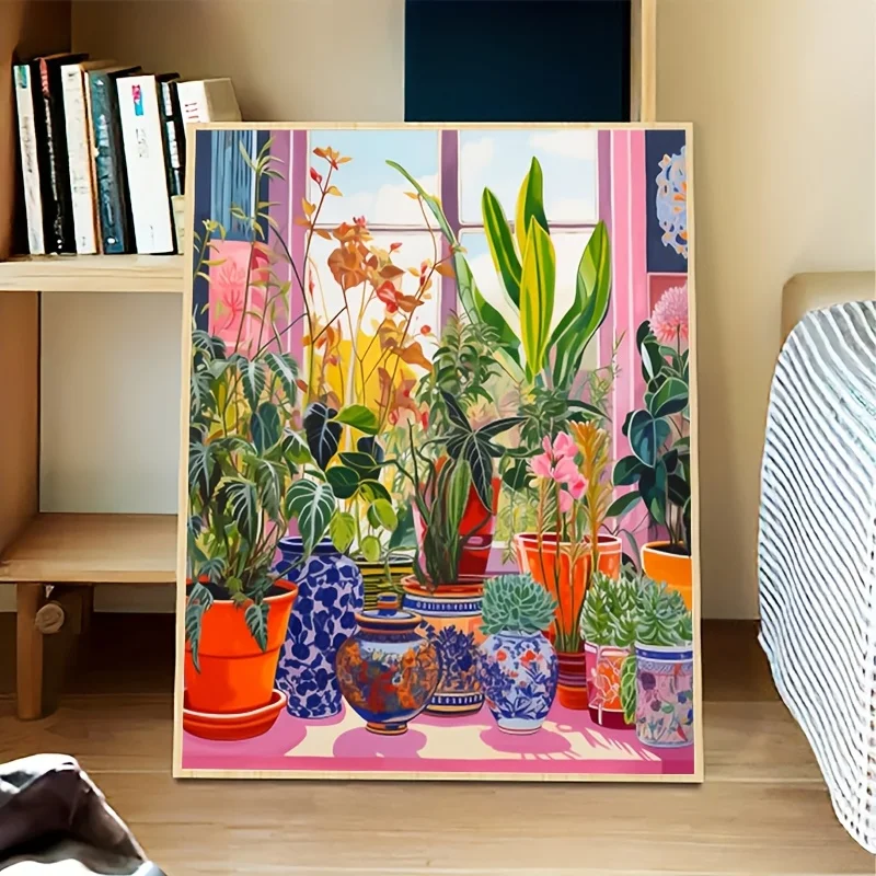 DIY-Bilder nach Zahlen: Fenstergrün-Bilder zum Selbermalen auf Leinwand, handgemaltes Kunstgeschenk, Heimdekoration, ungerahmt