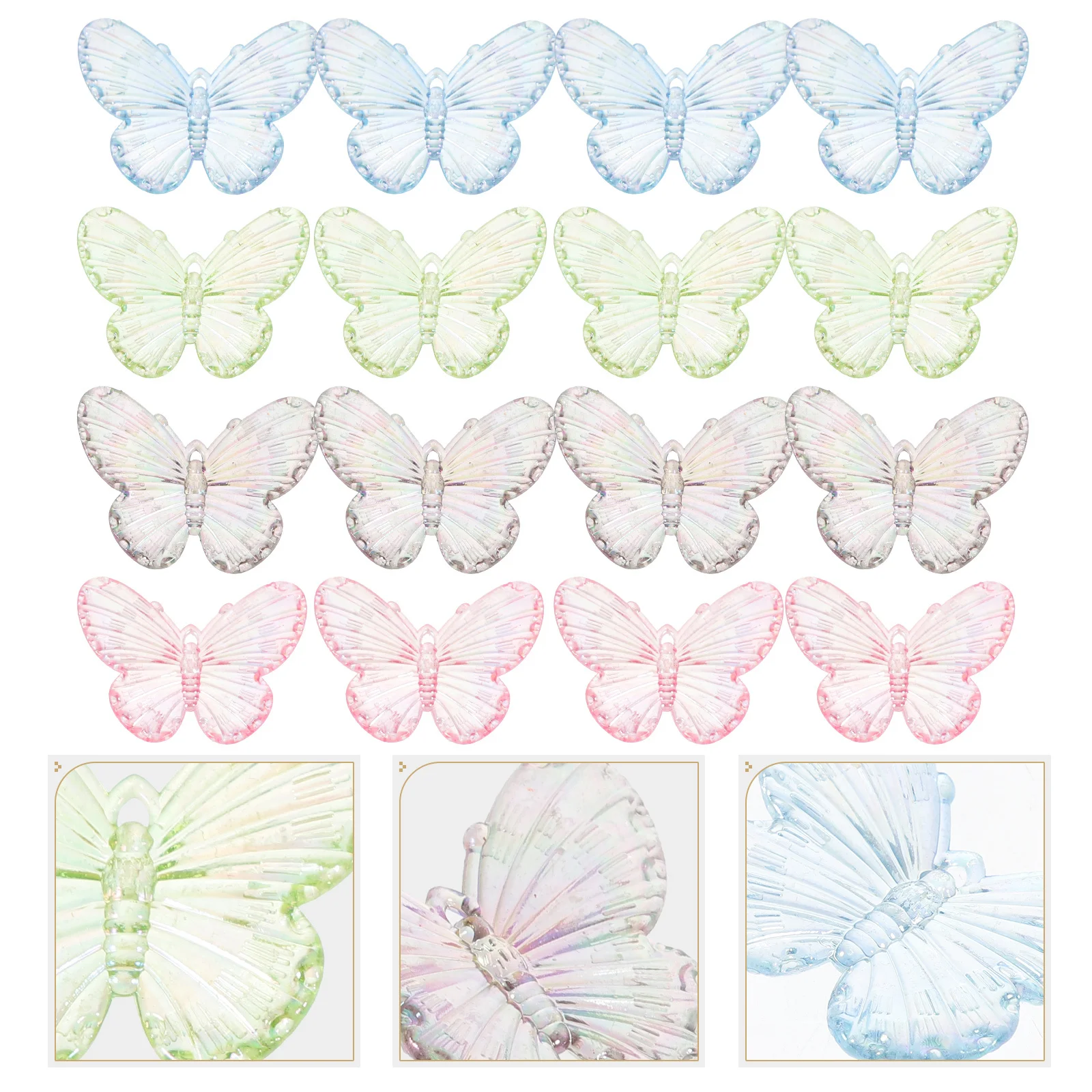 40個入り レジン製蝶チャーム フラットバック ミニバタフライ DIYクラフト ヘアクリップ 携帯ケースデコ ジュエリー製作アクセサリー