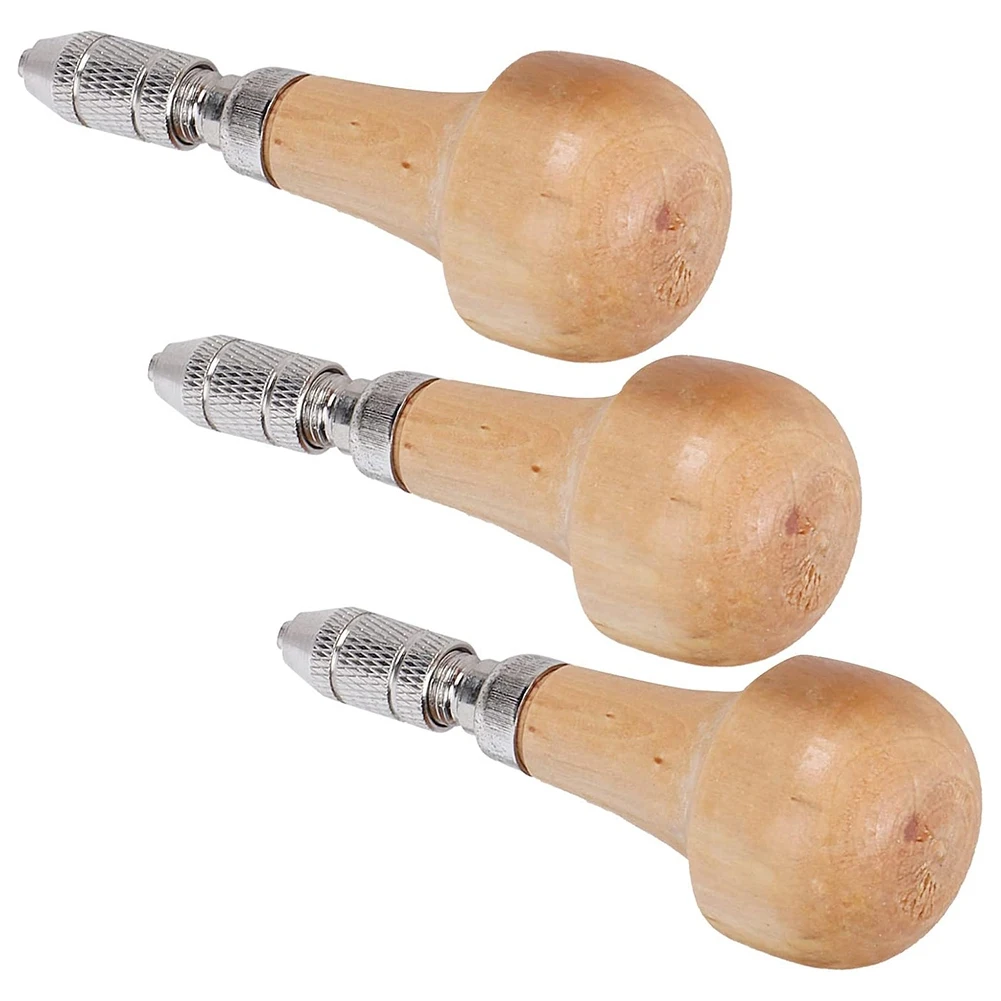 -PQWN 3 Pieces Pin Vise Set With Precision Chuck Wood Stainless Steel Handles For Jewelry Making Engraving Metal Work