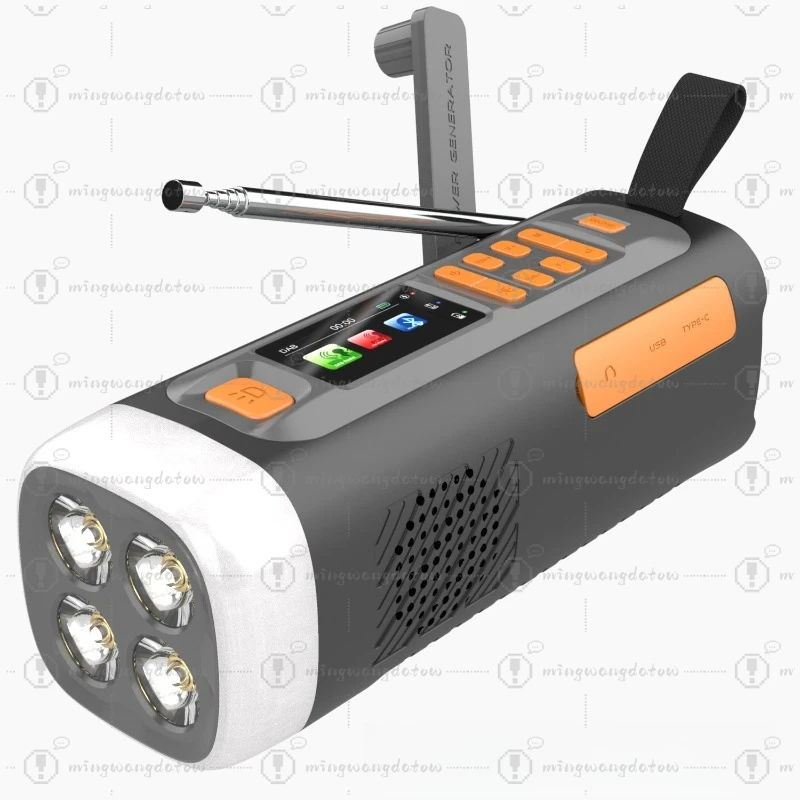 4500mAh DAB Solar Powered Radio, Hand Crank Generating Portable Bluetooth Radio with LED Flashlight for Outdoor