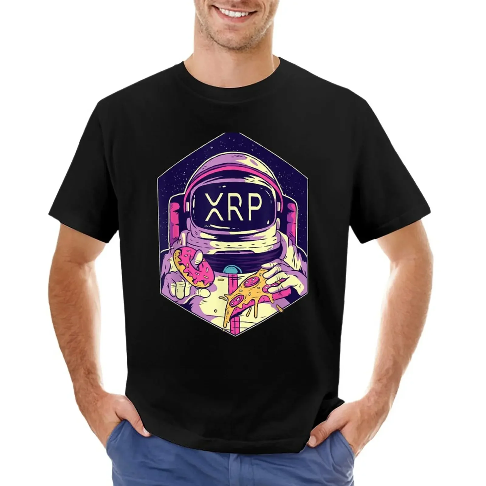 XRP Cryptocurrency - XRP symbol Crypto Currency to the Moon Astronaut T-Shirt sports fans korean fashion Men's clothing