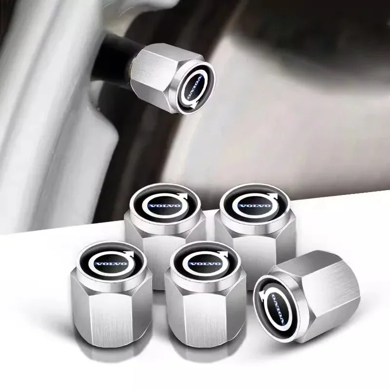 5 pçs tampas da válvula do pneu da roda do carro capa da haste de metal para volvo xc90 s60 v40 xc60 s80 s40 v70 s90 t6 v60 v90 xc40 xc70 c30 acessórios