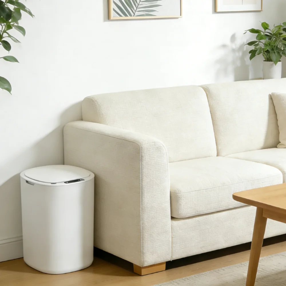 Smart Sensing Trash Can Automatic White Trash Can Kitchen Bathroom Waterproof 12L Electric Trash Can
