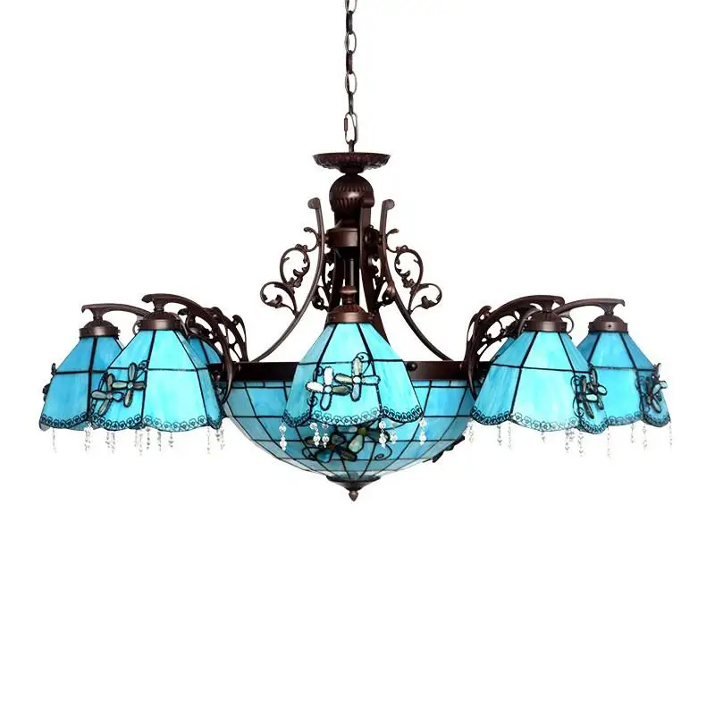Tiffany Luxury Crystal chandelier ceiling light blue Hotel Project Large Chandeliers Home High-end Fashion Art Restaurant Lamp
