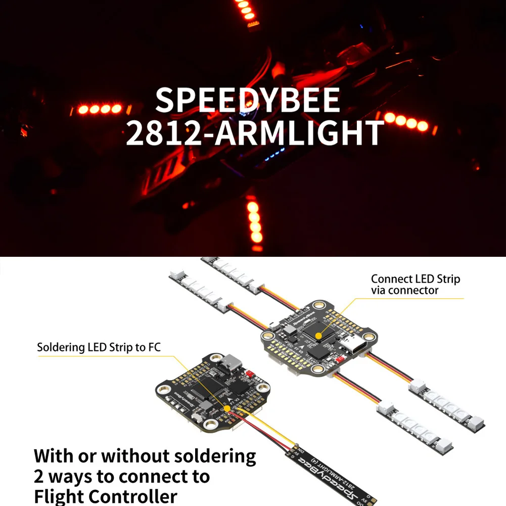 4 Stück SpeedyBee FPV Drone 2812 RGB LED Arm Lichtleiste Programmierbare Rahmenarm Lichtleiste