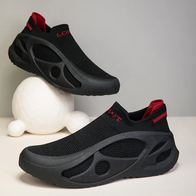 Men's Running Shoes Thin Mesh Breathable Slip-On Sports Sneaker Casual One-Step Socks Design for Comfort Tennis Shoes for Women