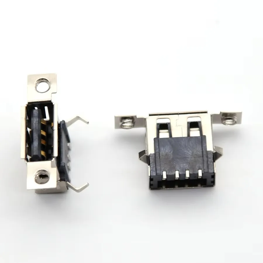 5-30pcs USB A Type Micro USB 2.0 Female Jack 4Pins USB Port Dock Connector Tail Charging Socket With Screw Holes 4P