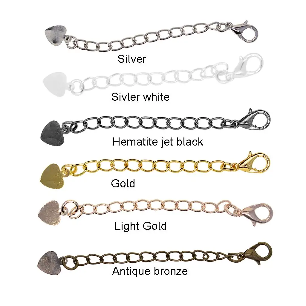 Extender Chain with Cute Heart Lobster Clasp Alloy Necklace Bracelet Extender Jewelry Findings for DIY Use