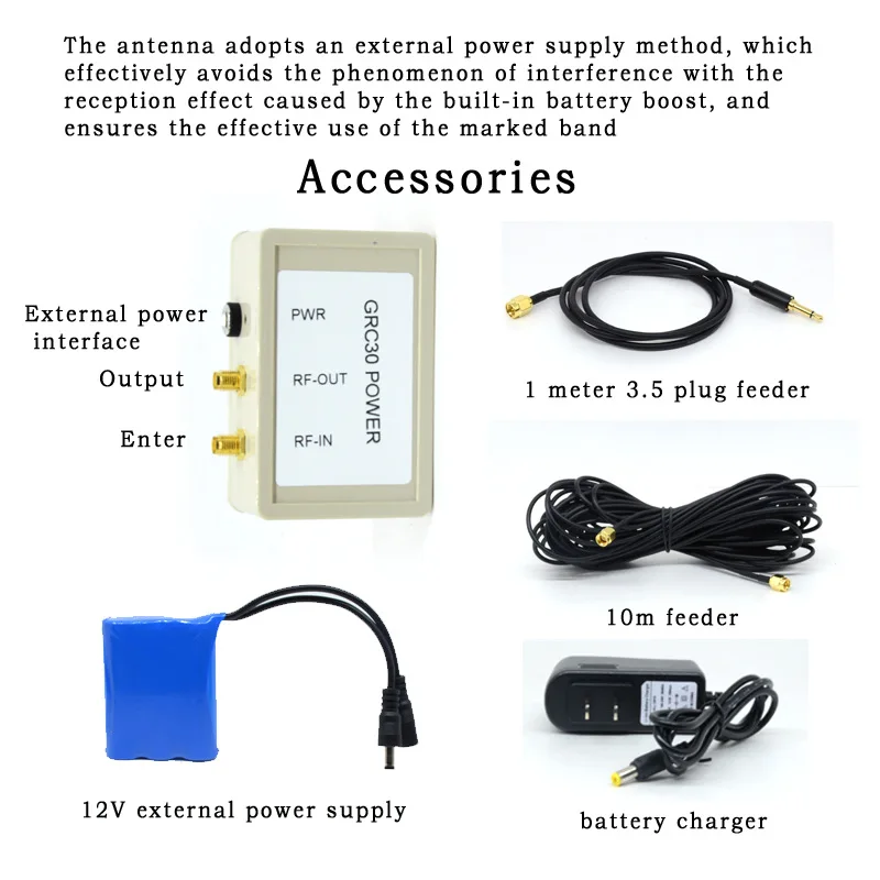 

GRC30 Active Loop Antenna + Miniwhip 2in1 Short Wave With Power Box 0.1-180MHZ For SWL And Amateur Radio