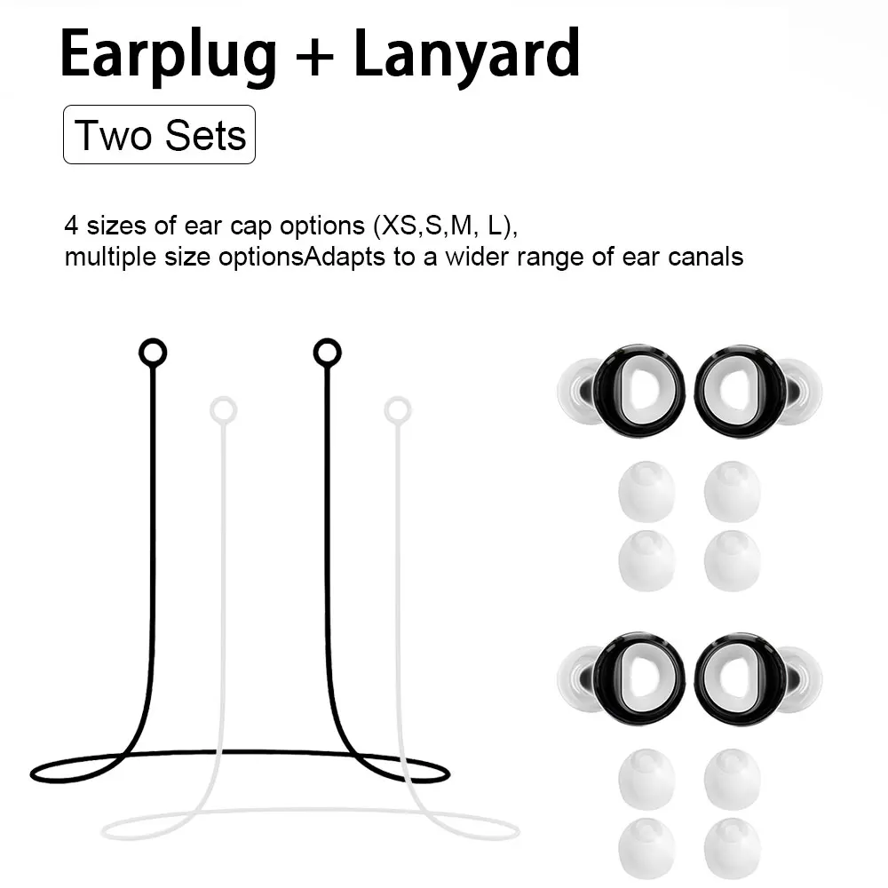 Noise Reduction Silicone Ear Plugs 2 Pairs Pack With 2 Silicone Lanyard Flexible Washable Ear Guards Anti Lost Design For Aquati