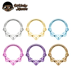 ASTM F136 Nose Ring Anodized Helix Piercing Earring Heart Shaped Hinged Clicker Perfect for Daith Piercing and Nipple Jewelry