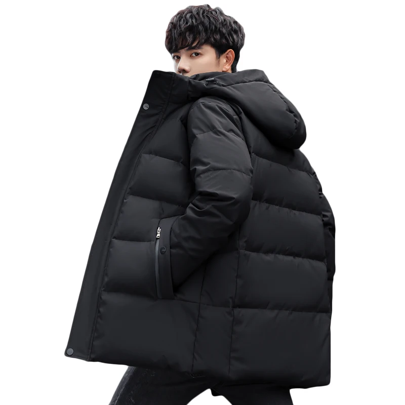 Winter Long Down Jacket For Men's Brand Casual Fur Collar Hooded 90% White Duck Down Warm Coat Men's Winter Jacket