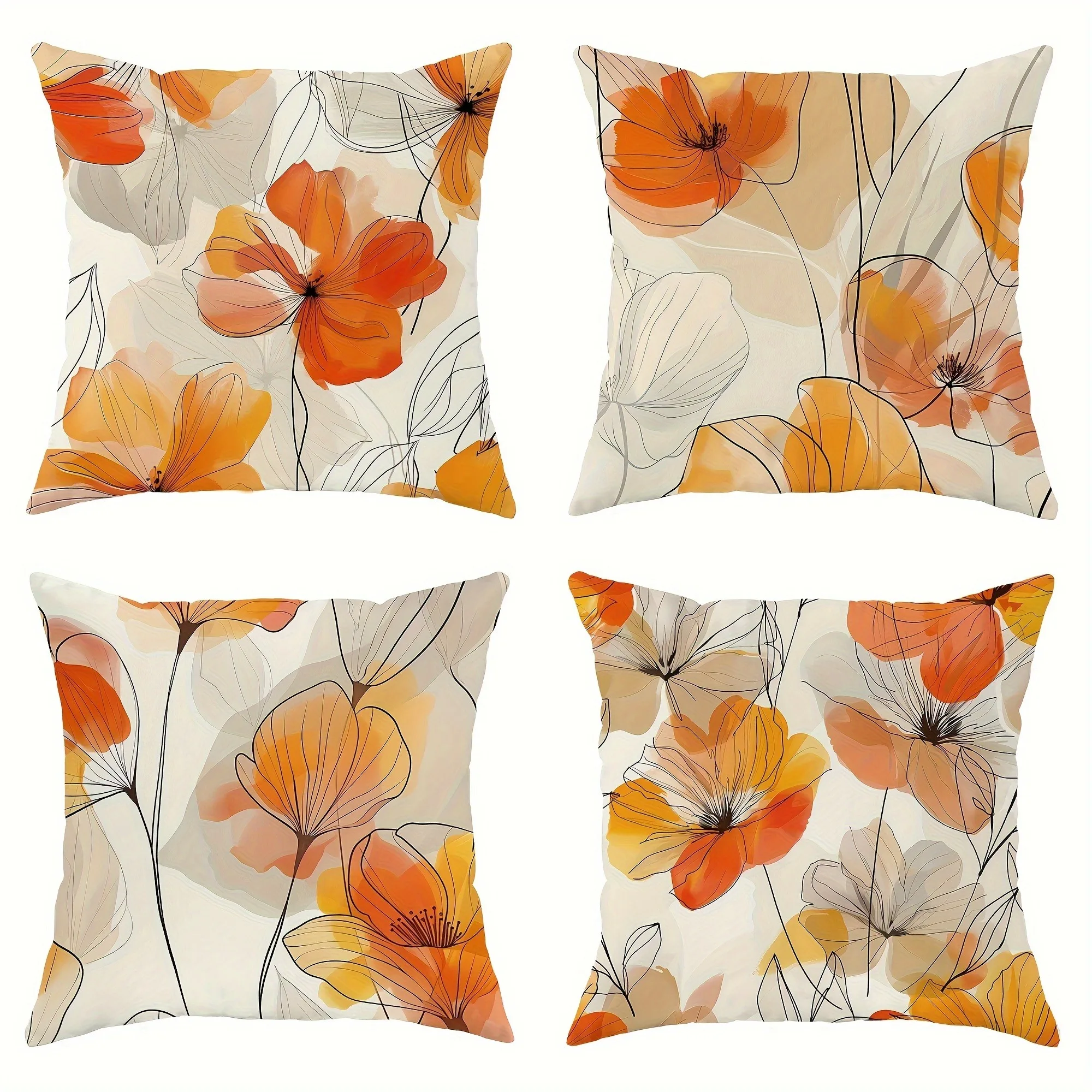 Abstract Art Floral Print Home Decor Pillowcase Bedroom Living Room Sofa Decoration Polyester Cushion Cover with Zipper