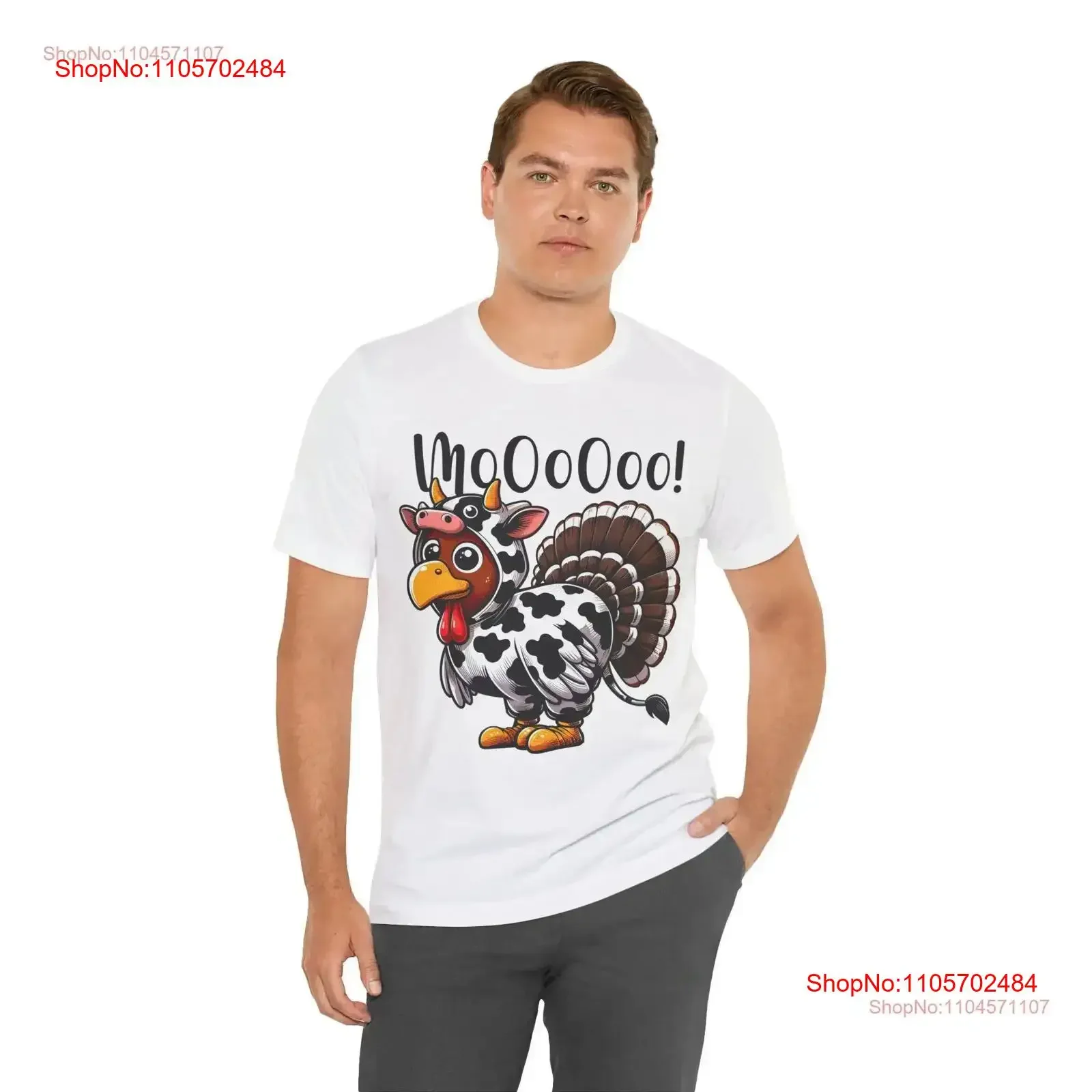 Funny Cow Turkey Mashup T Shirt Quirky Thanksgiving Humor Unique Animal Costume Design vintage Washed Soft designer clothes