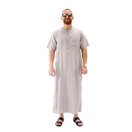 2025 Oem American Men's Short-Sleeved Robes Cross-Border Arab Wholesale Plus Size Clothing Summer Embroidered Adult Robes
