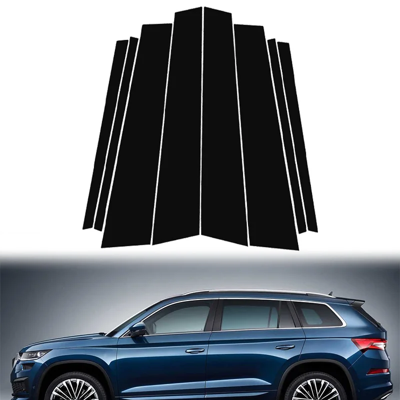 8pcs/set Car Window B C Pillar Post Cover Trim Door Frame Column Protection Strip Decoration Stickers For Skoda Kodiaq 2017-2024