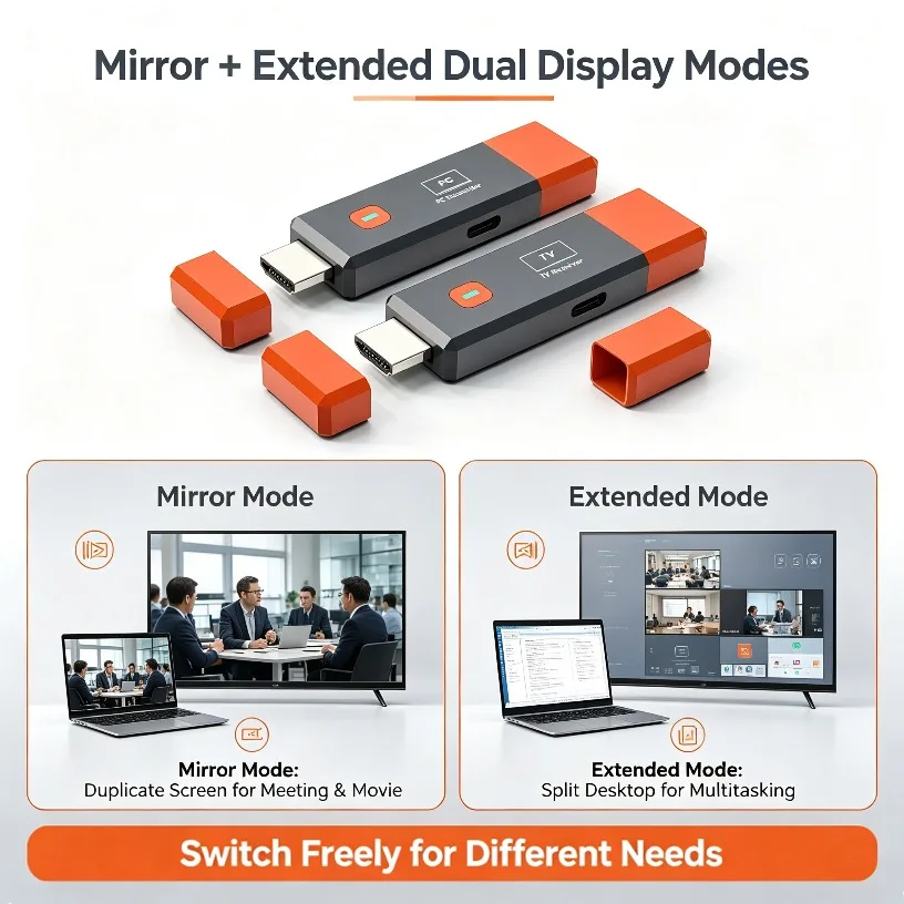 Screen Mirroring Dongle 5.8G Wireless HDMI-Compatible Transmitter 1080P 60Hz 50M Range for Laptop TV Monitor Projector