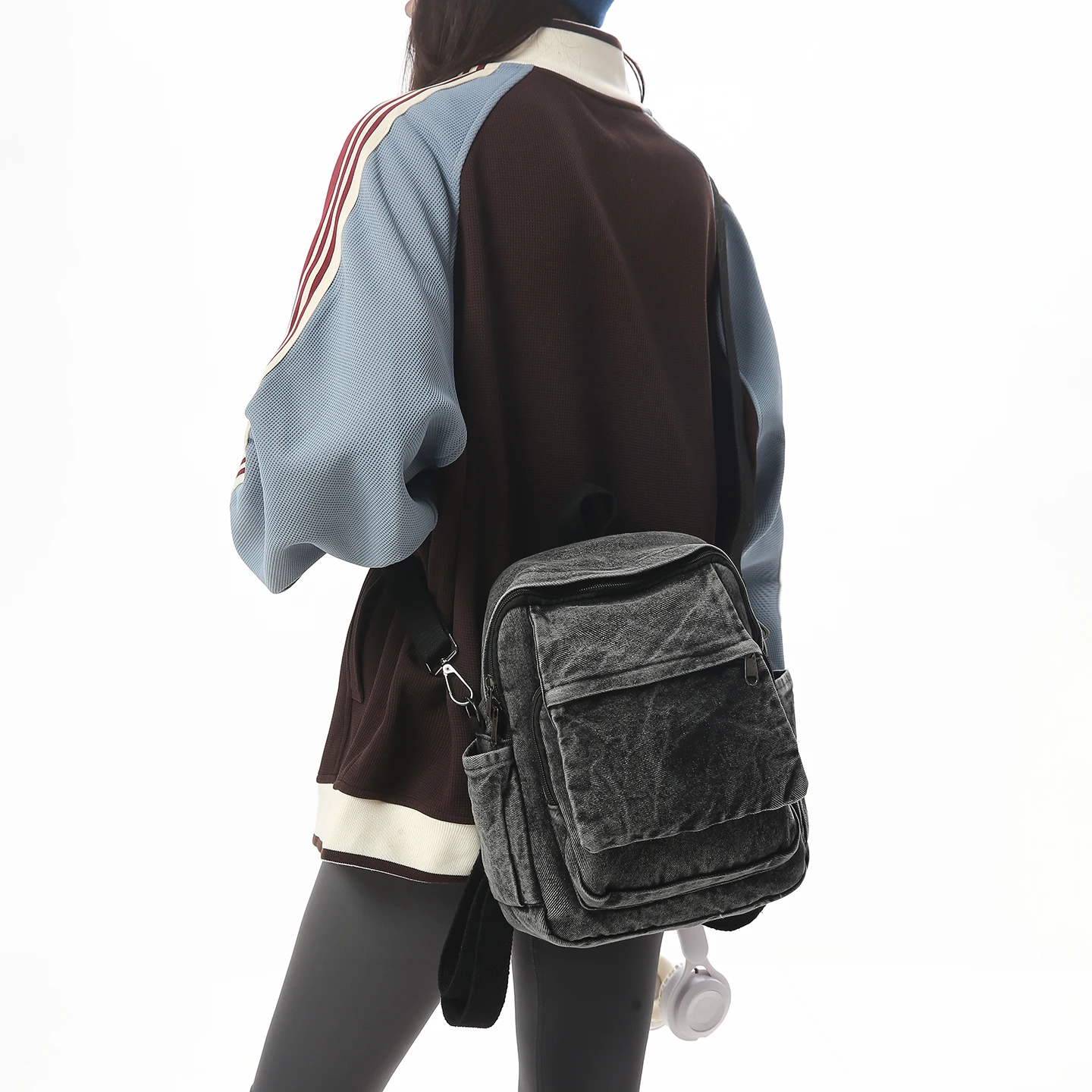 LEFTSIDE Washed Denim Fashion Backpack 2026 Winter New Trend Design Casual Small Daypack Women Travel School Back Packs