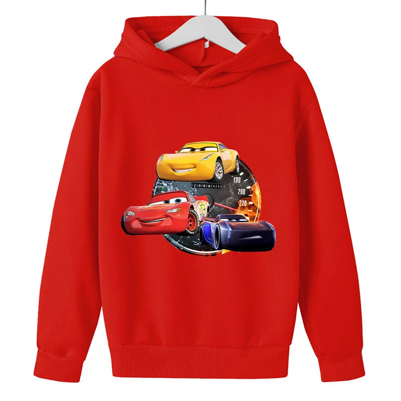 Lightning McQueen felpe con cappuccio addensate per bambini felpe con cappuccio auto Disney Movie Cartoon Kids Warm manica lunga pullover con cappuccio