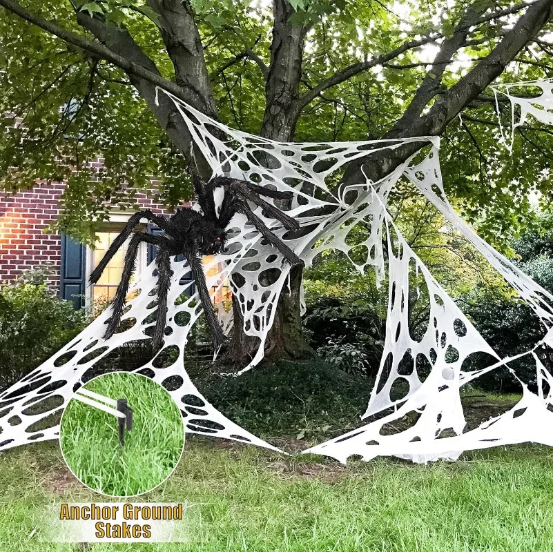 Stretchy Spider Web Netting Halloween Outdoor Decor Cobweb Haunted House Prop Ripped Web Party Decoration Supplies Newborn props