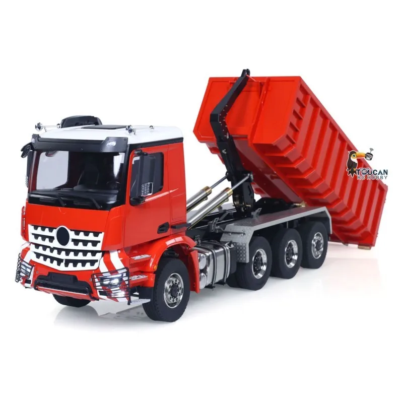 Toucan Metal 1/14 RC Hydraulic Dumper 8x8 Roll Off Dump Truck 3363 Rear Axle Steering Remote Control Tipper Light Sound System view 4