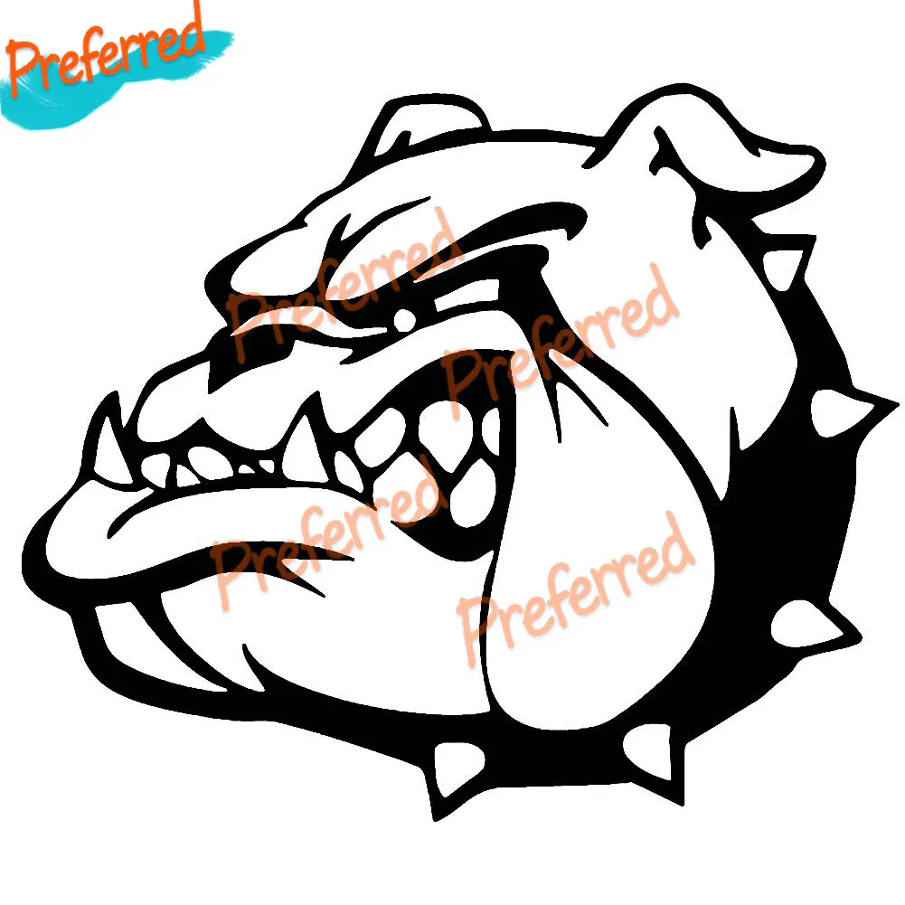 High Quality Cartoon Bulldog Head  Decal Motocross Racing Laptop Helmet Trunk Wall Vinyl Car Sticker Die Cutting