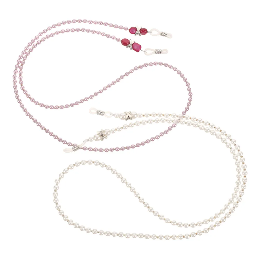 

2pcs Pearl Lightweight Eyeglass Chain for Eyeglass Lanyards Sunglasses Reading Glasses Travel Accessories Lanyard