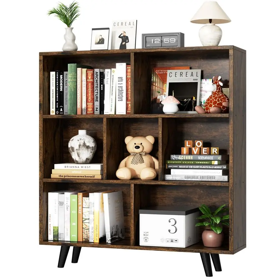 

Cube Storage Organizer, 3 Tier MidCentury Bookcase with Legs Cubeicals Retro Wood Organizer Storage Bookcase, Frees Customizable